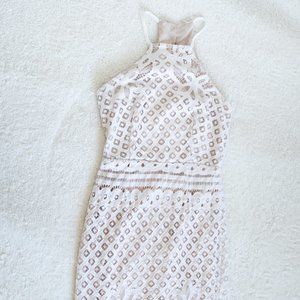 Lulus cream / white lace high neck dress